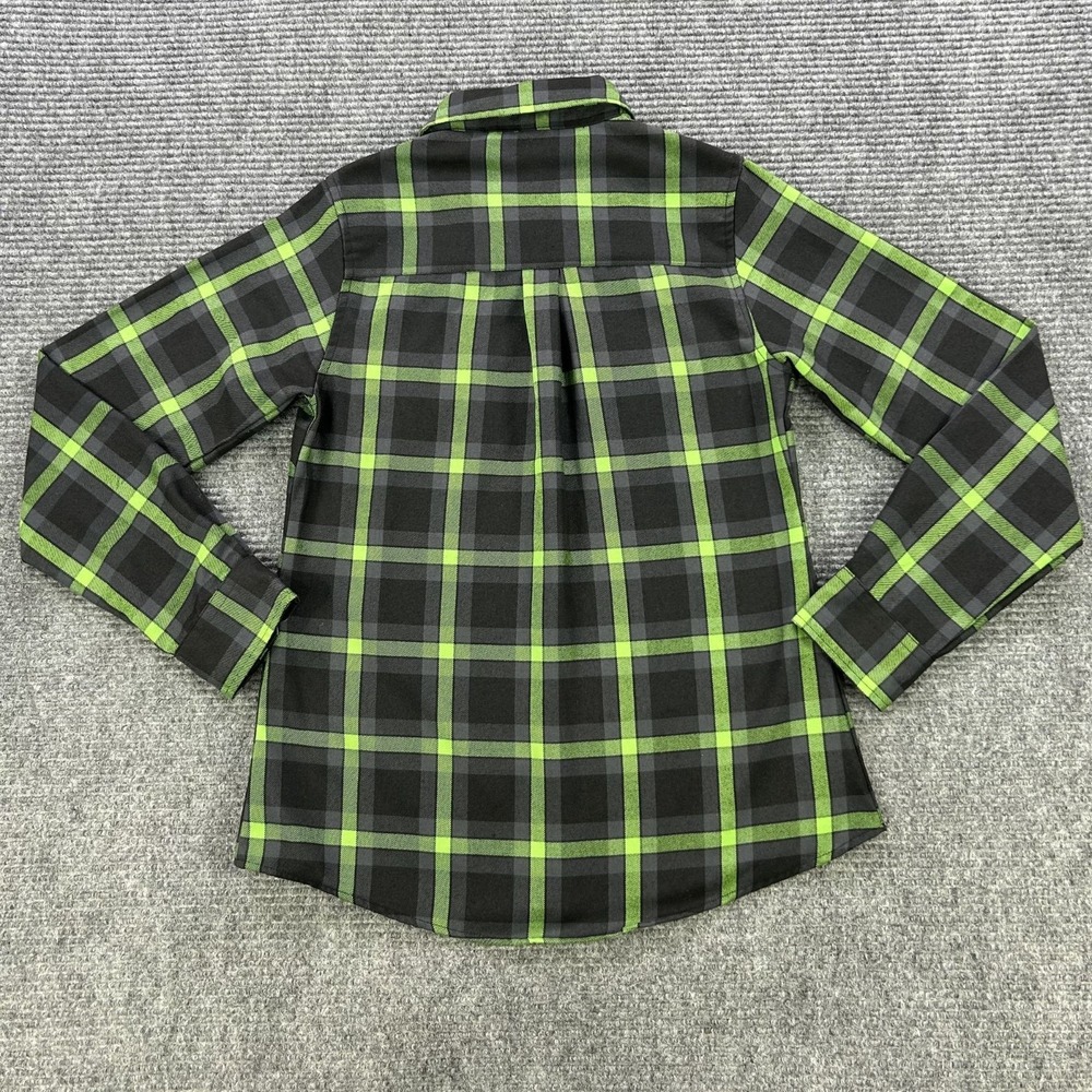 Dixxon Flannel Co Lime Green Black Plaid Button Down Shirt Womens Small Workwear - Picture 3 of 16